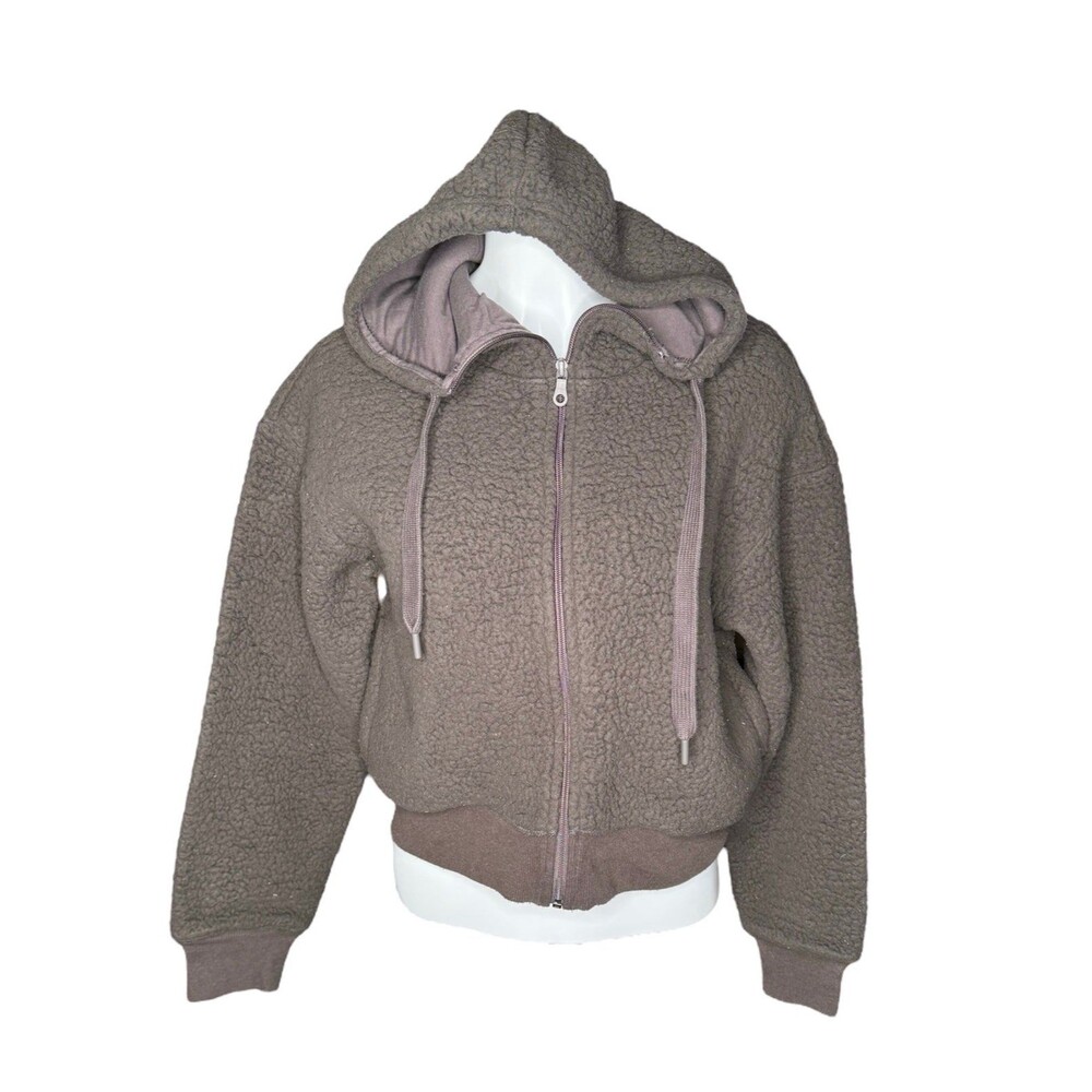 Offline by Aerie Cropped Sherpa Jacket Brown Warm Cozy Athleisure Lounge Medium